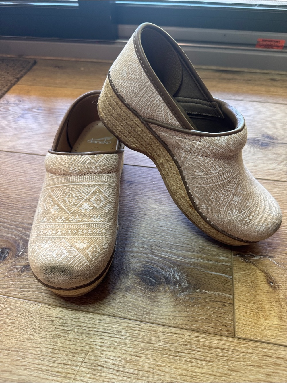 Dansko Beige Aztec Western Patterned Slip-On Clogs